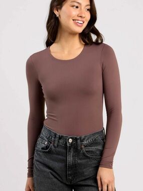 nuuds Long Sleeves Crewneck Bodysuit - Coffee